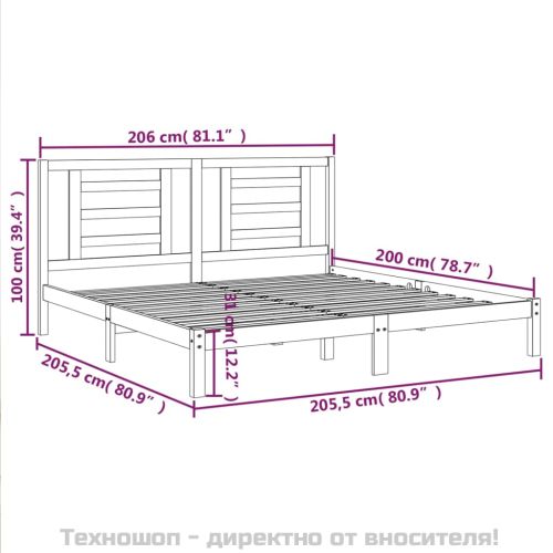 Рамка за легло без матрак 200x200 см масивна чамова дървесина