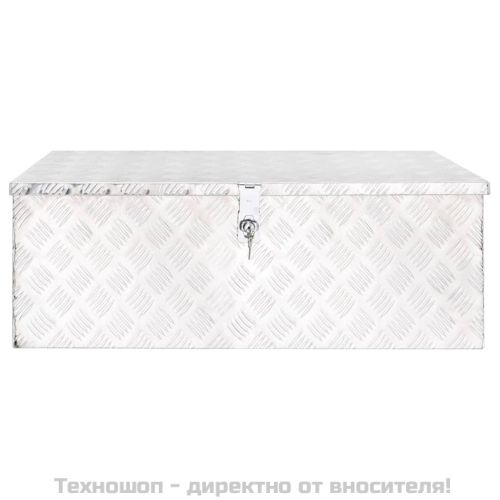 Кутия за съхранение, сребриста, 90x47x33,5 см, алуминий