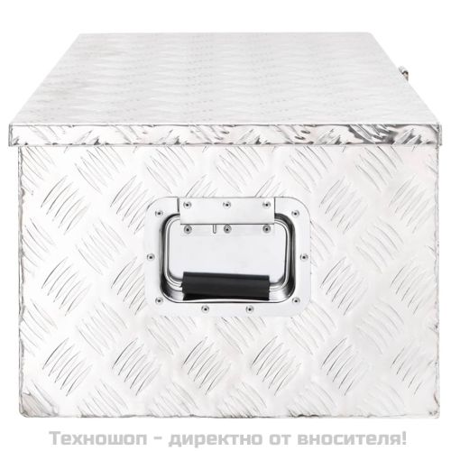 Кутия за съхранение, сребриста, 90x47x33,5 см, алуминий
