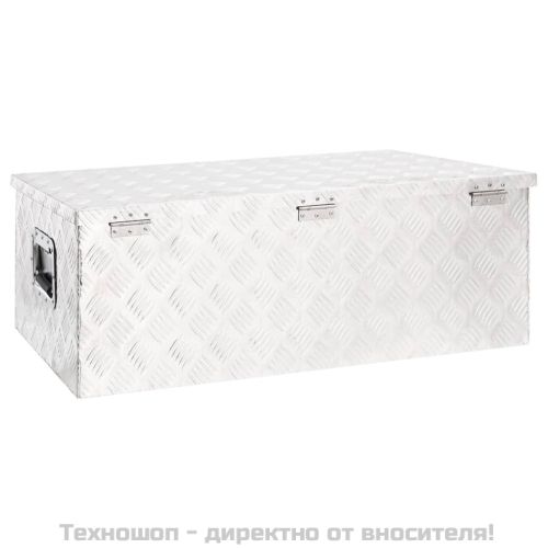 Кутия за съхранение, сребриста, 90x47x33,5 см, алуминий