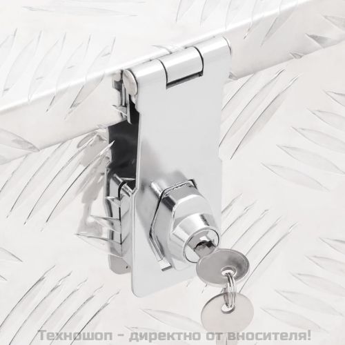 Кутия за съхранение, сребриста, 90x47x33,5 см, алуминий