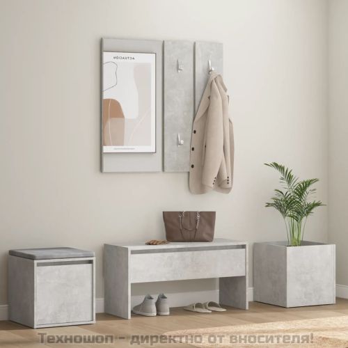 Комплект мебели за антре, бетонно сиви, инженерно дърво