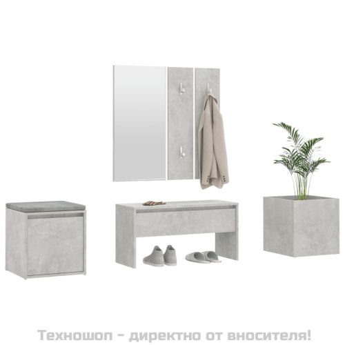 Комплект мебели за антре, бетонно сиви, инженерно дърво