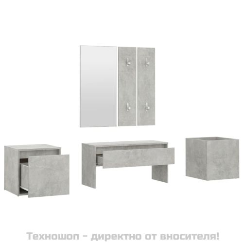Комплект мебели за антре, бетонно сиви, инженерно дърво