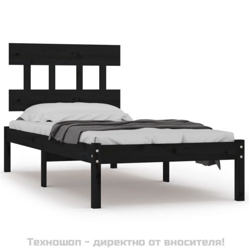 Рамка за легло, черна, дърво масив, 100х200 см