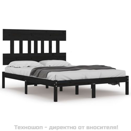 Рамка за легло, черна, дърво масив, 200x200 см