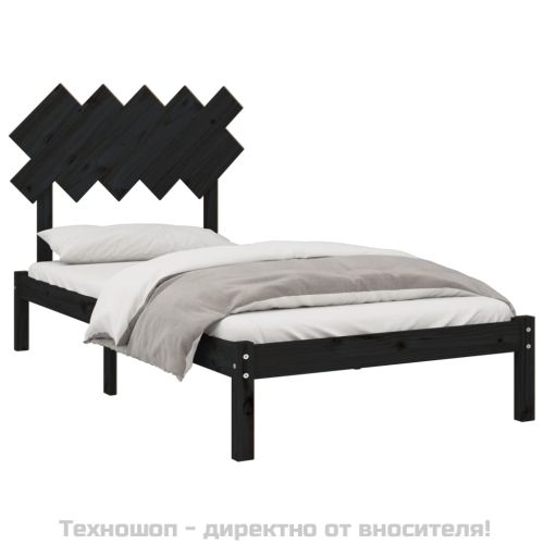 Рамка за легло, черна, дърво масив, 100х200 см