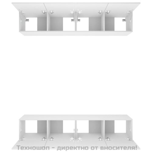 ТВ шкафове, 4 бр, бели, 80x30x30 см, инженерно дърво