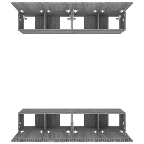 ТВ шкафове, 4 бр, сив сонома, 80x30x30 см, инженерно дърво
