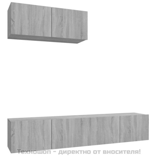 Комплект ТВ шкафове от 3 части, сив сонома, инженерно дърво