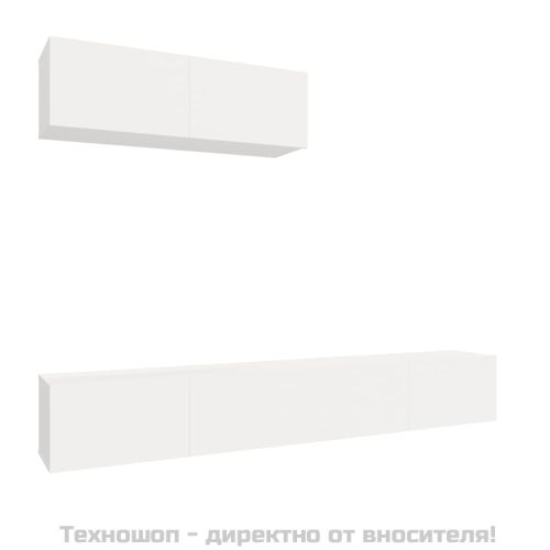 Комплект ТВ шкафове от 3 части, бял, инженерно дърво