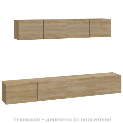 Комплект ТВ шкафове от 4 части, сонома дъб, инженерно дърво