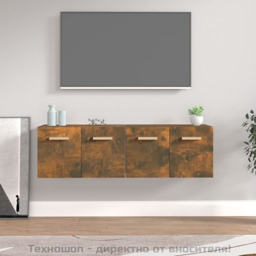 Стенни шкафове 2 бр опушен дъб 60x36,5x35 см инженерно дърво