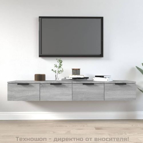 Стенни ТВ шкафове 2 бр сив сонома 68x30x20 см инженерно дърво