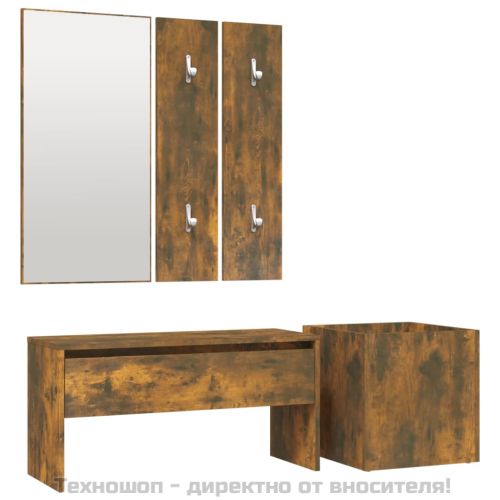 Комплект мебели за антре, опушен дъб, инженерно дърво