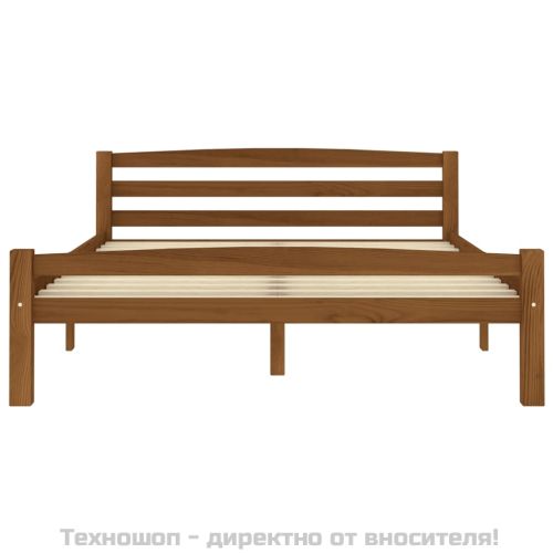 Рамка за легло, меденокафява, борово дърво масив, 140x200 см