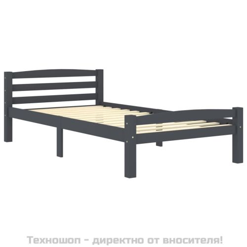 Рамка за легло, тъмносива, бор масив, 100х200 см