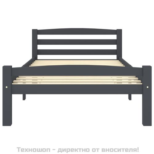 Рамка за легло, тъмносива, бор масив, 100х200 см