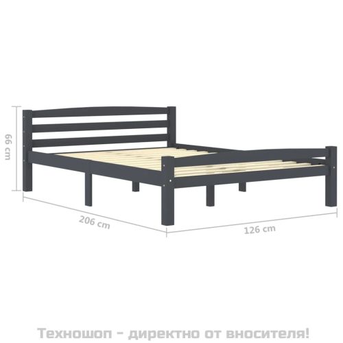 Рамка за легло, тъмносива, бор масив, 120x200 см