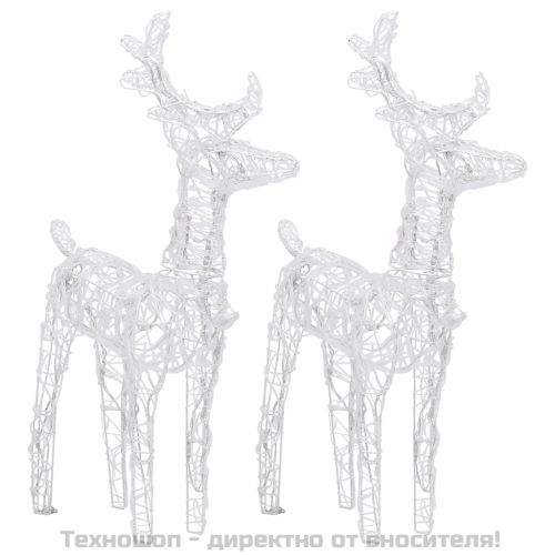 Коледни елени, 2 бр, студено бяло, 80 LED, акрил