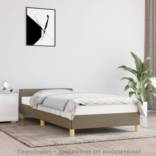 Рамка за легло с табла без матрак, таупе, 90x200 см, плат