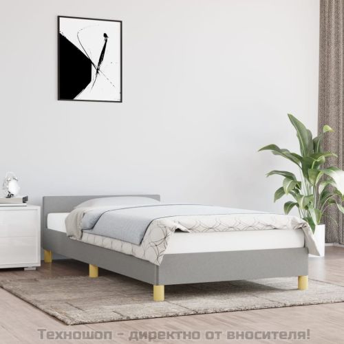 Рамка за легло без матрак, светлосива, 90x200 см, плат