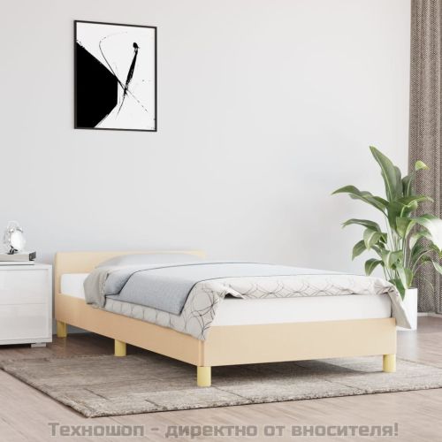 Рамка за легло с табла без матрак, кремава, 90x200 см плат