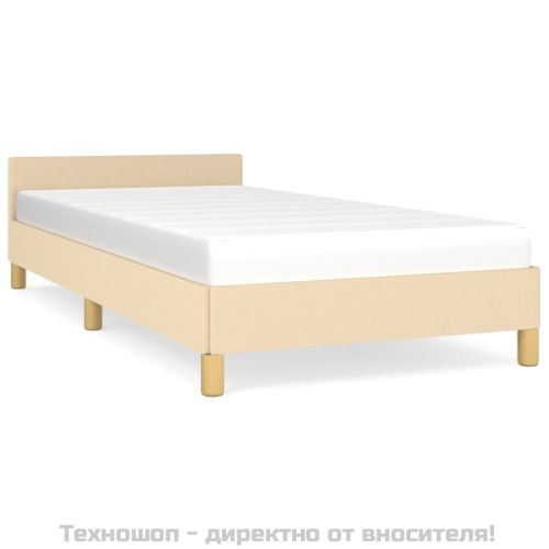 Рамка за легло с табла без матрак, кремава, 90x200 см плат