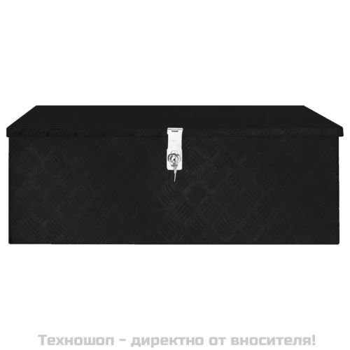 Кутия за съхранение, черна, 90x47x33,5 см, алуминий