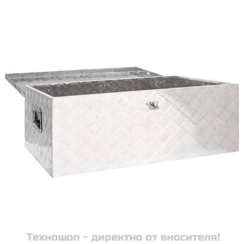 Кутия за съхранение, сребриста, 100x55x37 см, алуминий