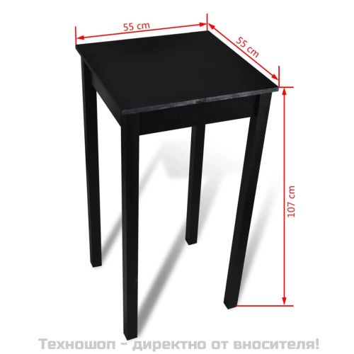 Бар маса, МДФ, черна, 55x55x107 см