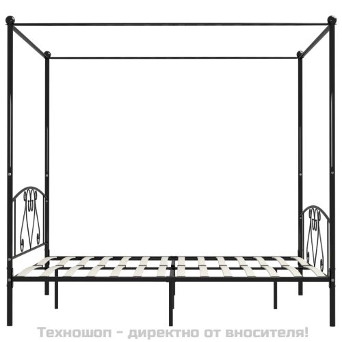 Рамка за легло с балдахин, черна, метал, 180x200 cм