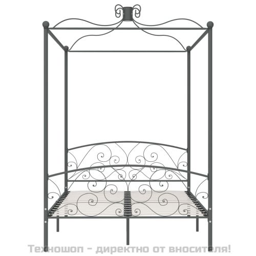 Рамка за легло с балдахин, сива, метал, 140x200 см