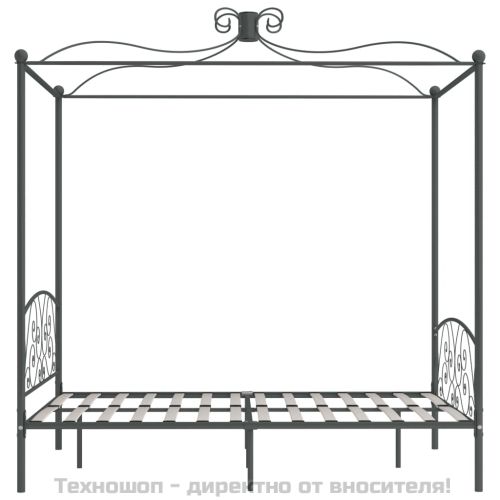 Рамка за легло с балдахин, сива, метал, 140x200 см