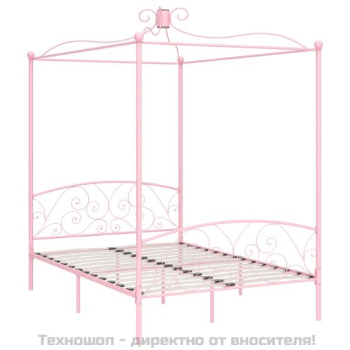 Рамка за легло с балдахин, розова, метал, 140x200 см