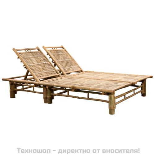 2-местен шезлонг с шалтета, бамбук