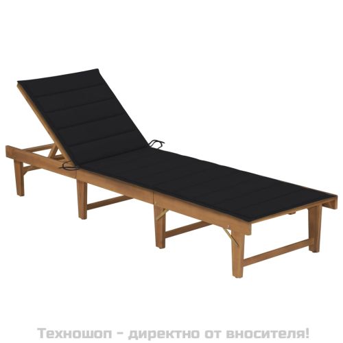 Сгъваем шезлонг с шалте, акациево дърво масив