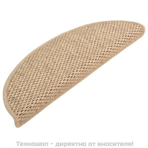 Самозалепващи стелки за стълби вид сизал 15бр 56x17x3см пясъчни