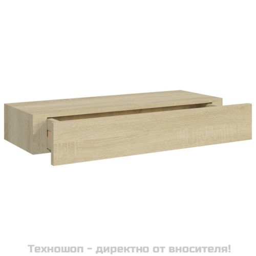 Стенни рафтове с чекмеджета, 2 бр, дъб, 60x23,5x10 см, МДФ