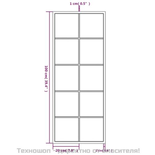 Огледало за стена, черно, 100х40 см, метал