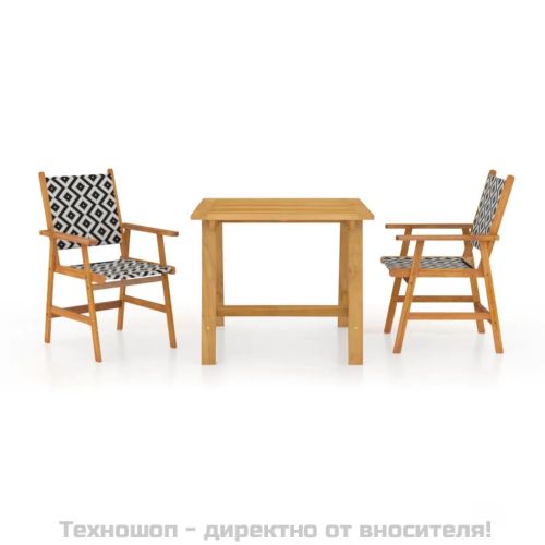 Градински трапезен комплект, 3 части, акациево дърво масив