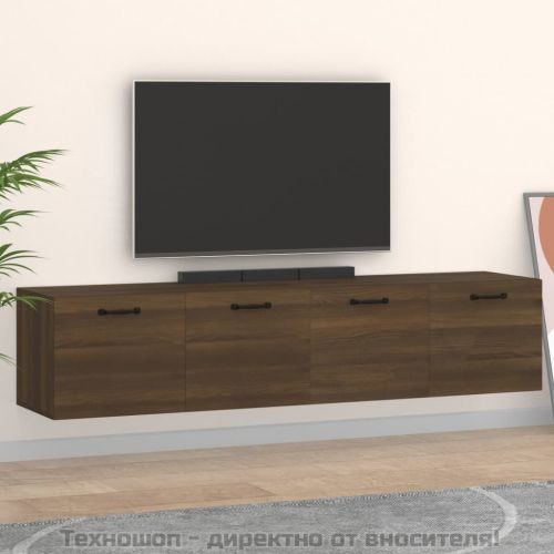 Стенни шкафове 2 бр кафяв дъб 60x36,5x35 см инженерно дърво