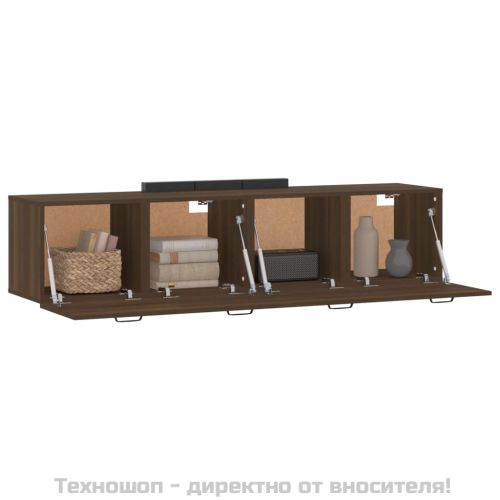 Стенни шкафове 2 бр кафяв дъб 60x36,5x35 см инженерно дърво