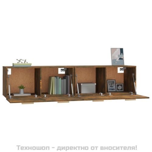 Стенни шкафове 2 бр Опушен дъб 80x35x36,5 см инженерно дърво