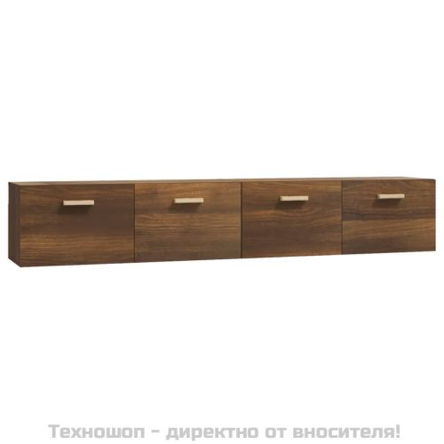 Стенни шкафове 2 бр кафяв дъб 100x36,5x35 см инженерно дърво