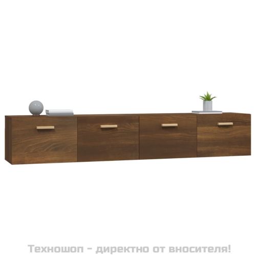 Стенни шкафове 2 бр кафяв дъб 100x36,5x35 см инженерно дърво