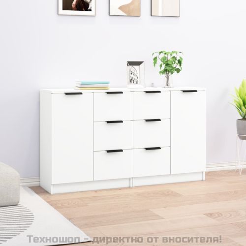 Сайдборди, 2 бр, бели, 60x30x70 см, инженерно дърво