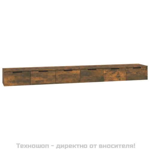 Стенни шкафове 2 бр опушен дъб 102x30x20 см инженерно дърво