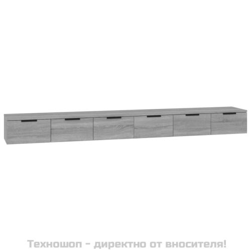Стенен шкаф 2 бр сив сонома 102x30x20 см инженерно дърво