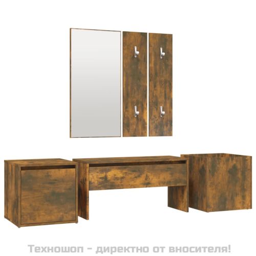 Комплект мебели за антре, опушен дъб, инженерно дърво